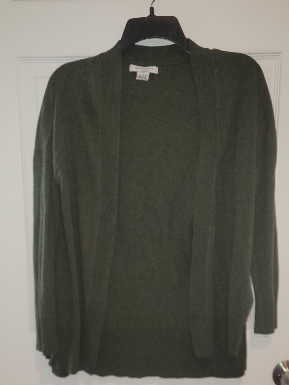 Liz Claiborne Dark Olive Green Open-Front Cardigan